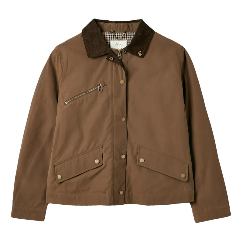 Joules Belfield Cropped Wax Jacket - Sable Brown